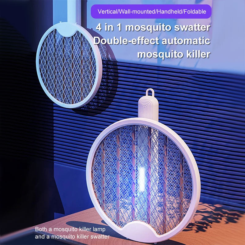 Matamoscas y luz antimosquitos plegables 2 en 1 para montaje en pared, recargables por USB.