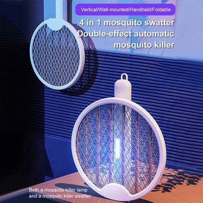 Matamoscas y luz antimosquitos plegables 2 en 1 para montaje en pared, recargables por USB.