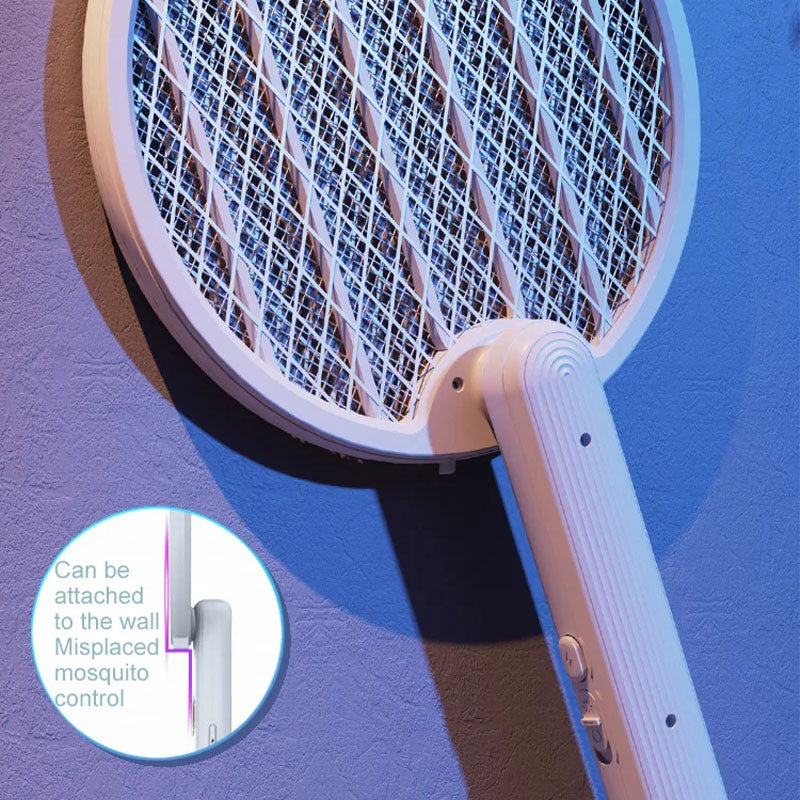 Matamoscas y luz antimosquitos plegables 2 en 1 para montaje en pared, recargables por USB.