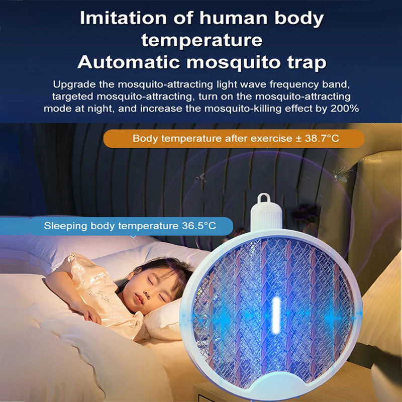 Matamoscas y luz antimosquitos plegables 2 en 1 para montaje en pared, recargables por USB.