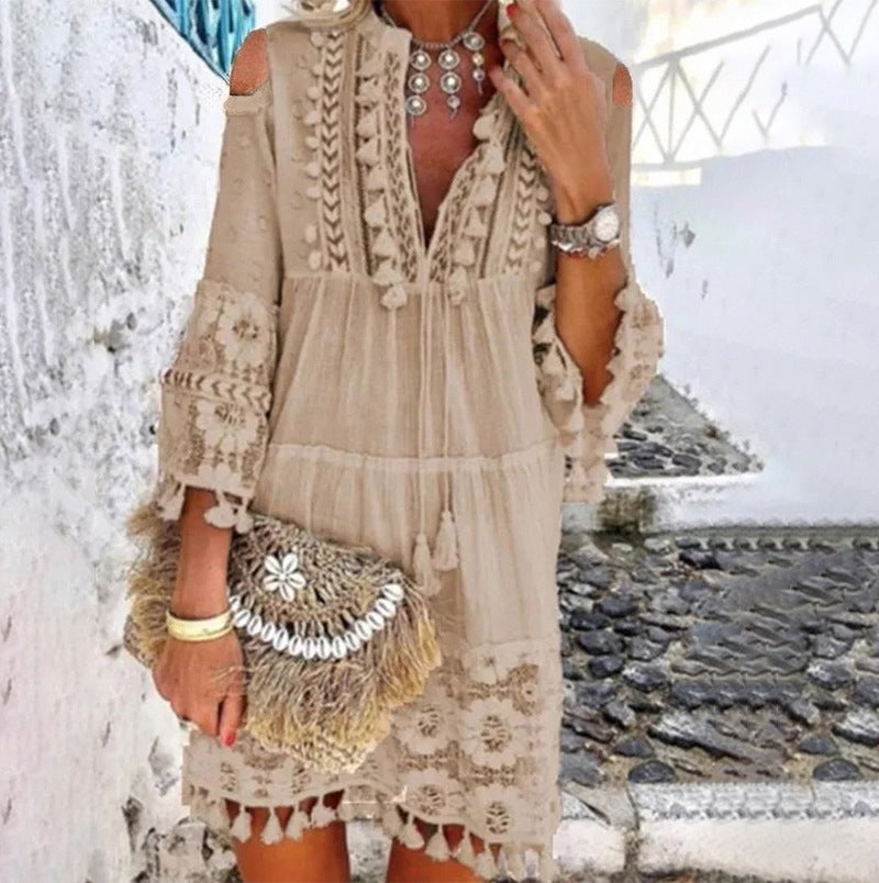 2026 Nuevo – 50% DE DESCUENTO – Vestido holgado de algodón y lino bordado para mujer 🌸👗