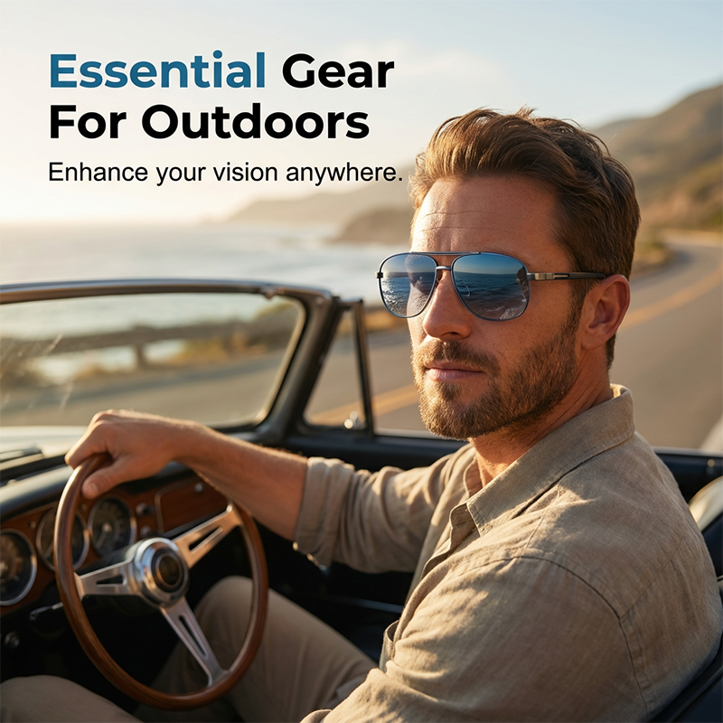 👓Gafas de sol polarizadas para exteriores: bloquean el deslumbramiento y reducen la fatiga visual. Almohadillas nasales de silicona suave y puntas de las patillas texturizadas. Cómodas de usar todo el día. Una visión clara para cada salida. 🚗