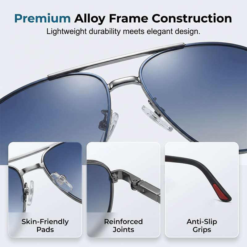 👓Gafas de sol polarizadas para exteriores: bloquean el deslumbramiento y reducen la fatiga visual. Almohadillas nasales de silicona suave y puntas de las patillas texturizadas. Cómodas de usar todo el día. Una visión clara para cada salida. 🚗