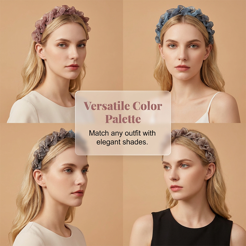 Diadema elegante de malla con flores y pinzas para peinar.