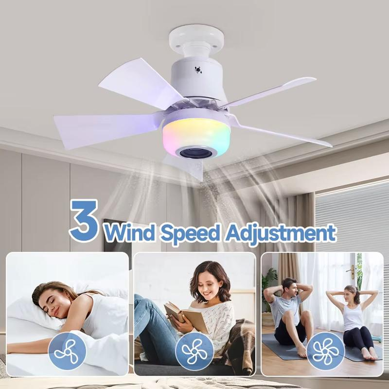 🔥Oferta especial de verano🌬️Ventilador de techo inteligente con luz, RGB y altavoz Bluetooth