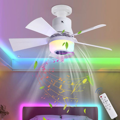 🔥Oferta especial de verano🌬️Ventilador de techo inteligente con luz, RGB y altavoz Bluetooth