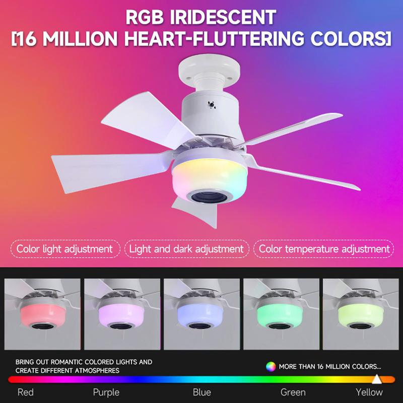 🔥Oferta especial de verano🌬️Ventilador de techo inteligente con luz, RGB y altavoz Bluetooth