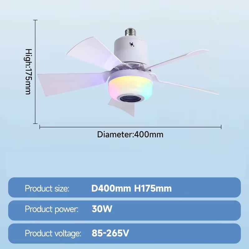 🔥Oferta especial de verano🌬️Ventilador de techo inteligente con luz, RGB y altavoz Bluetooth
