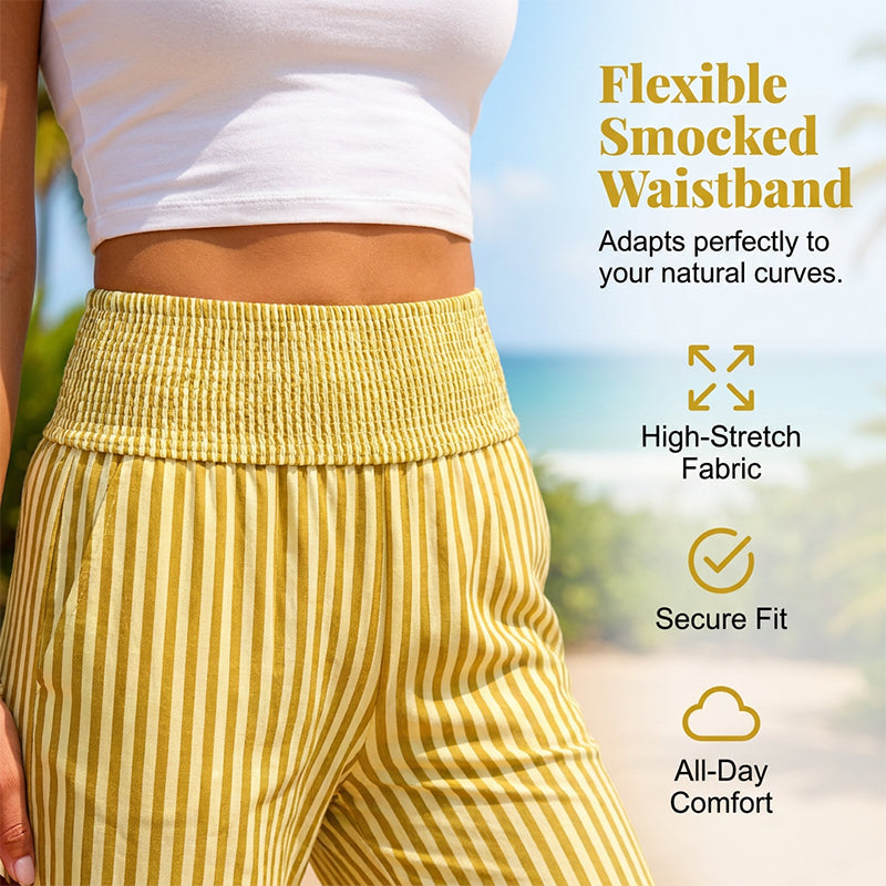❤️Women's Smocked Waist Striped Gingham Pants
