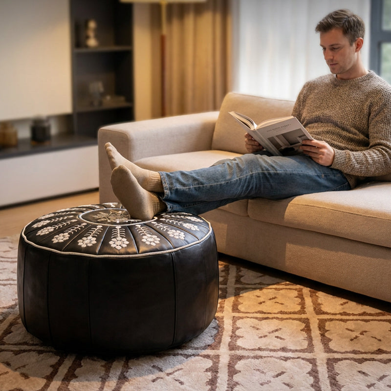 🥳¡OFERTA ESPECIAL 2026!🥳💞¡Más de 50.000 unidades vendidas!🏡🔊 ¡50% de descuento! Asiento redondo versátil con almacenamiento, fabricado en cuero de lujo de alta gama.