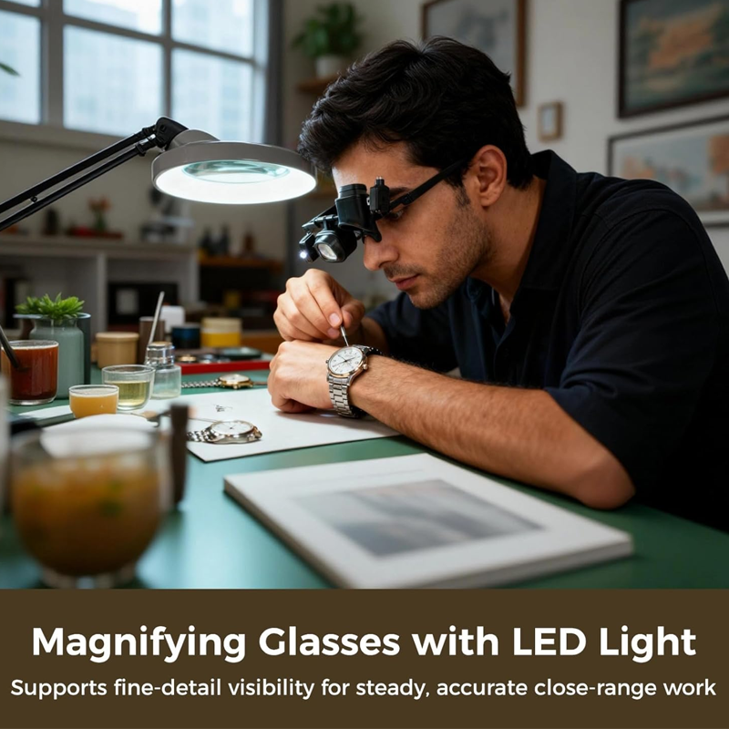🔍 ¡50% DE DESCUENTO POR TIEMPO LIMITADO! ✨ Gafas Lupa LED de Precisión – Lentes Intercambiables, Óptica HD, Manos Libres 💡