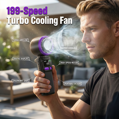 Ventilador de refrigeración portátil con pantalla digital de 199 velocidades