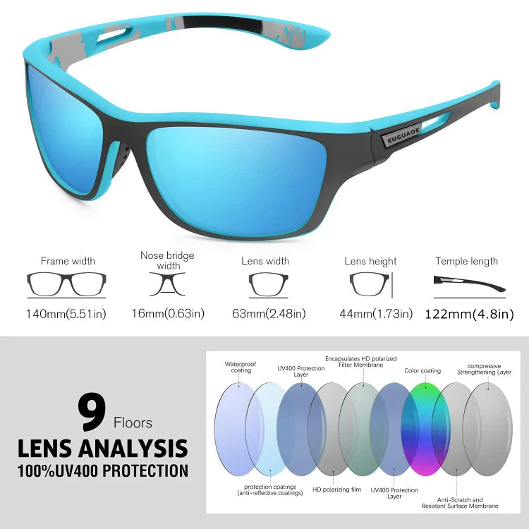 Gafas de sol deportivas para hombre, modelo 2026, para exteriores, con lentes polarizadas antirreflejos.