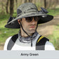 Sombrero de pescador para hombre con protección solar y 2 ventiladores solares desmontables.