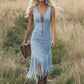 👗LIMITED-TIME 50% OFF! Retro Western Cowgirl Sleeveless Slim Midi Dress, Front Zipper Fringe Hem Vintage Suede-Look Bodycon Dress for Country Concert Vacation