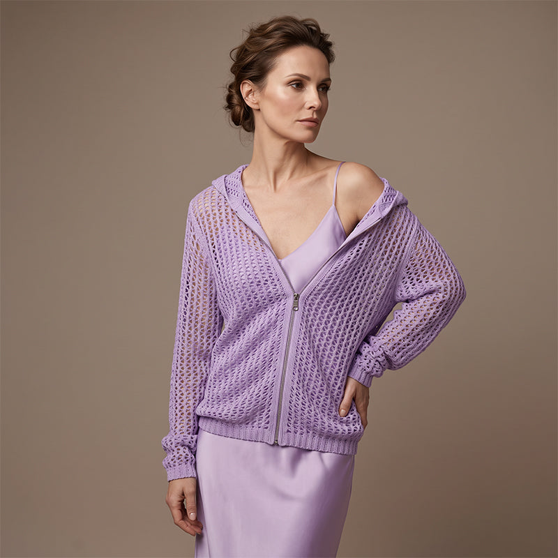 💟2026 Women's Open-Knit Zip-Up Cardigan | Lightweight Hollow-Out Long Sleeve Sweater for Spring & Summer