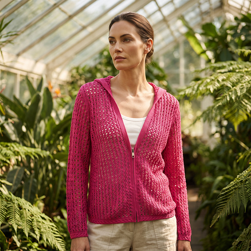 💟2026 Women's Open-Knit Zip-Up Cardigan | Lightweight Hollow-Out Long Sleeve Sweater for Spring & Summer