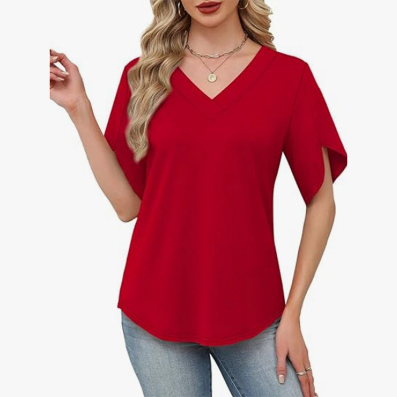 🎉 LIMITED TIME 50% OFF! 👚 V-Neck Flutter Sleeve Blouse – Soft Feminine Breeze 🌸