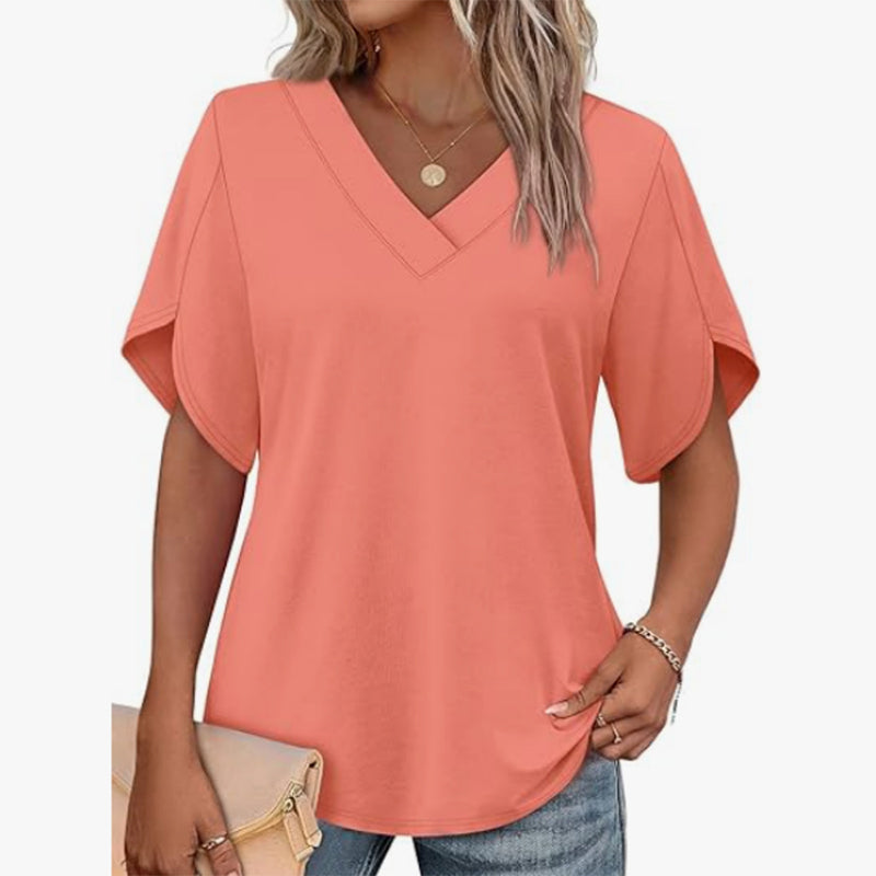🎉 LIMITED TIME 50% OFF! 👚 V-Neck Flutter Sleeve Blouse – Soft Feminine Breeze 🌸