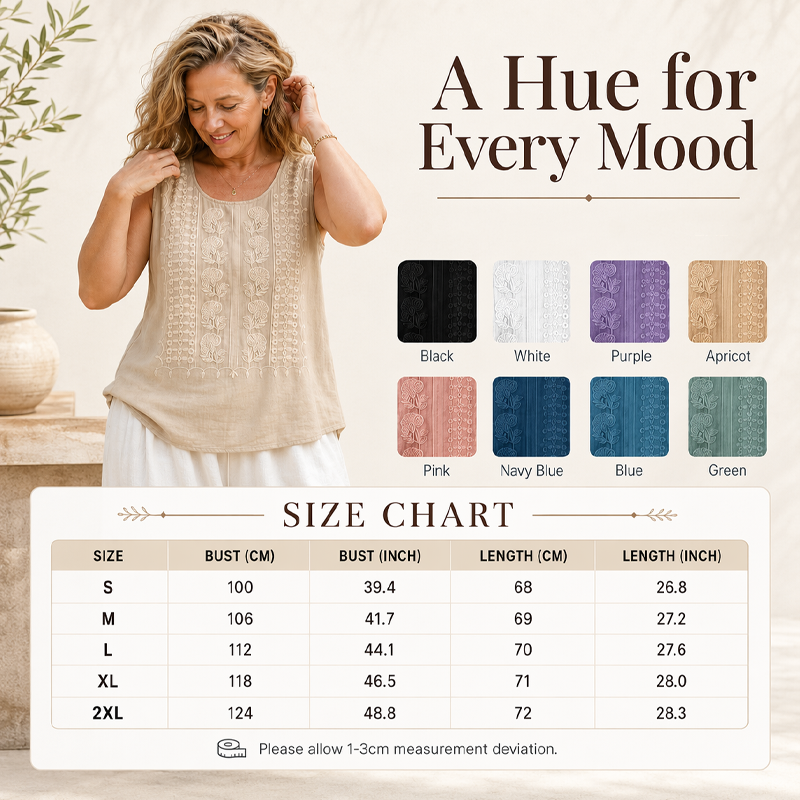 ⌛Limited-Time Offer-Women's Round Neck Embroidered Tank Tops