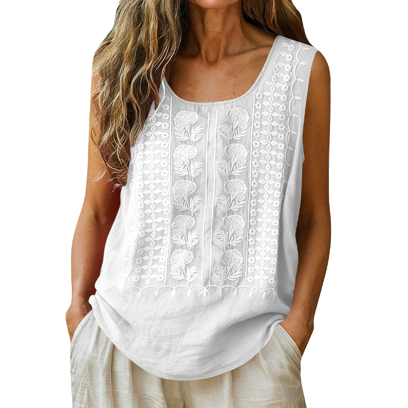 ⌛Limited-Time Offer-Women's Round Neck Embroidered Tank Tops