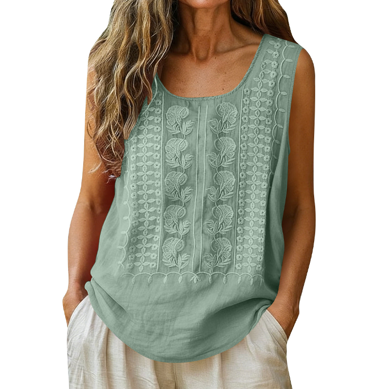 ⌛Limited-Time Offer-Women's Round Neck Embroidered Tank Tops