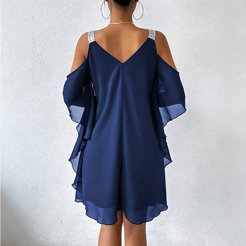 ✨👗 LIMITED TIME 50% OFF! 💃Cold-Shoulder V-Neck Maxi Dress – Trendy cutouts & elegant drape – Turn heads at any event.