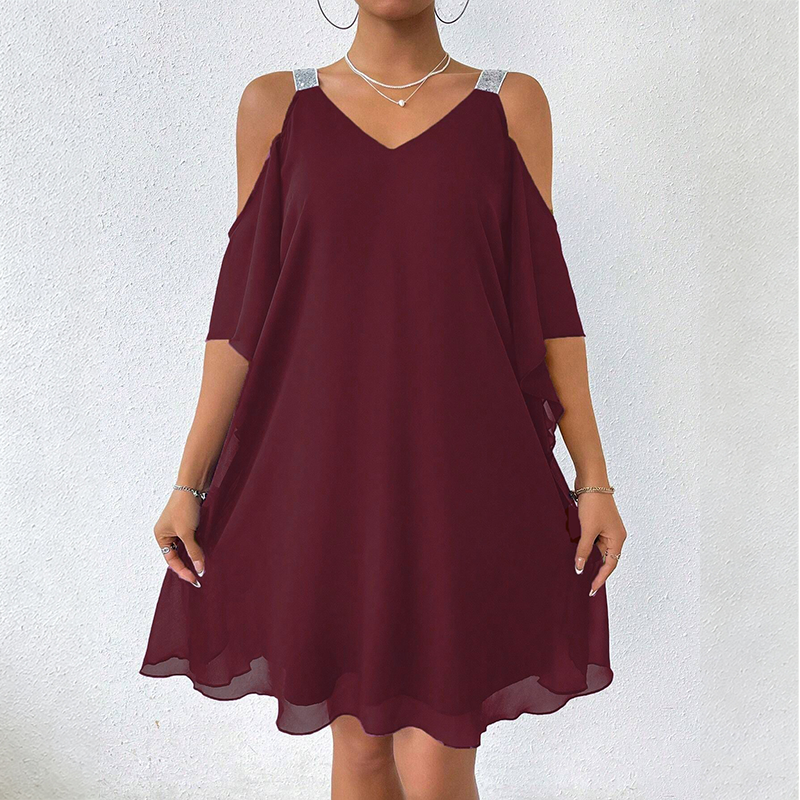 ✨👗 LIMITED TIME 50% OFF! 💃Cold-Shoulder V-Neck Maxi Dress – Trendy cutouts & elegant drape – Turn heads at any event.