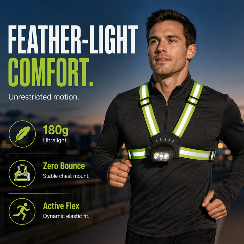 Rechargeable LED Chest Light with Reflective Straps