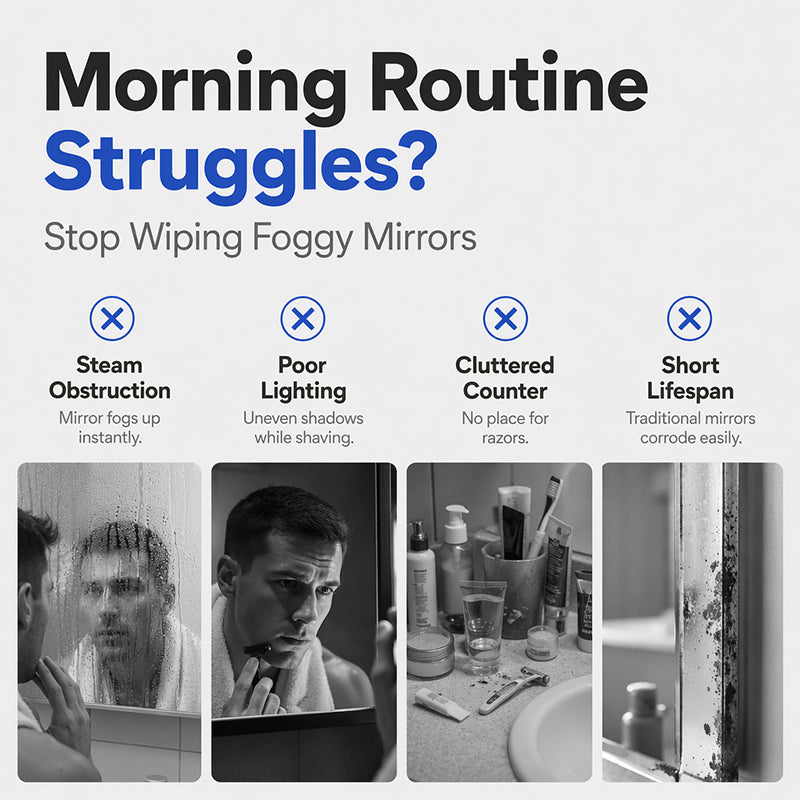 LED Shower Mirror with Heated Anti-Fog for Shaving