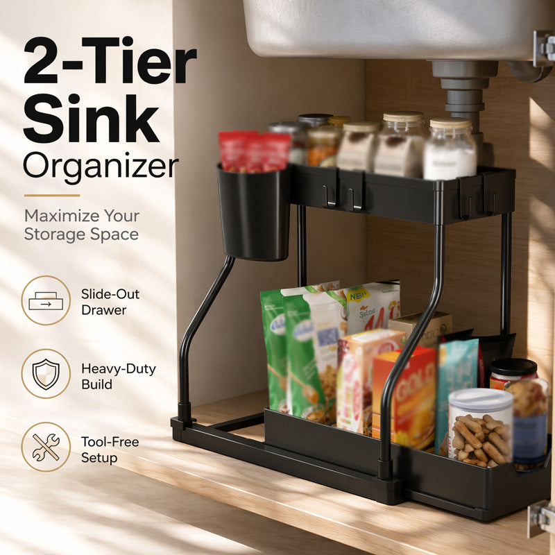 🔥🔥Organizador extraíble de 2 niveles para debajo del fregadero