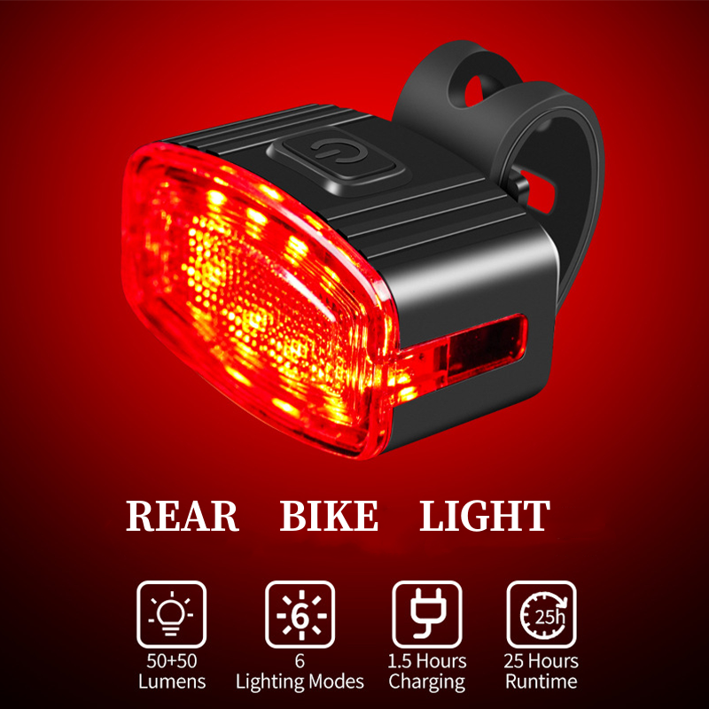 Luz delantera y trasera recargable para bicicleta