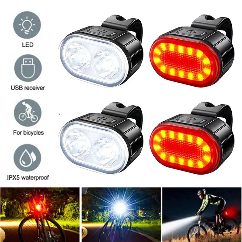 Luz delantera y trasera recargable para bicicleta