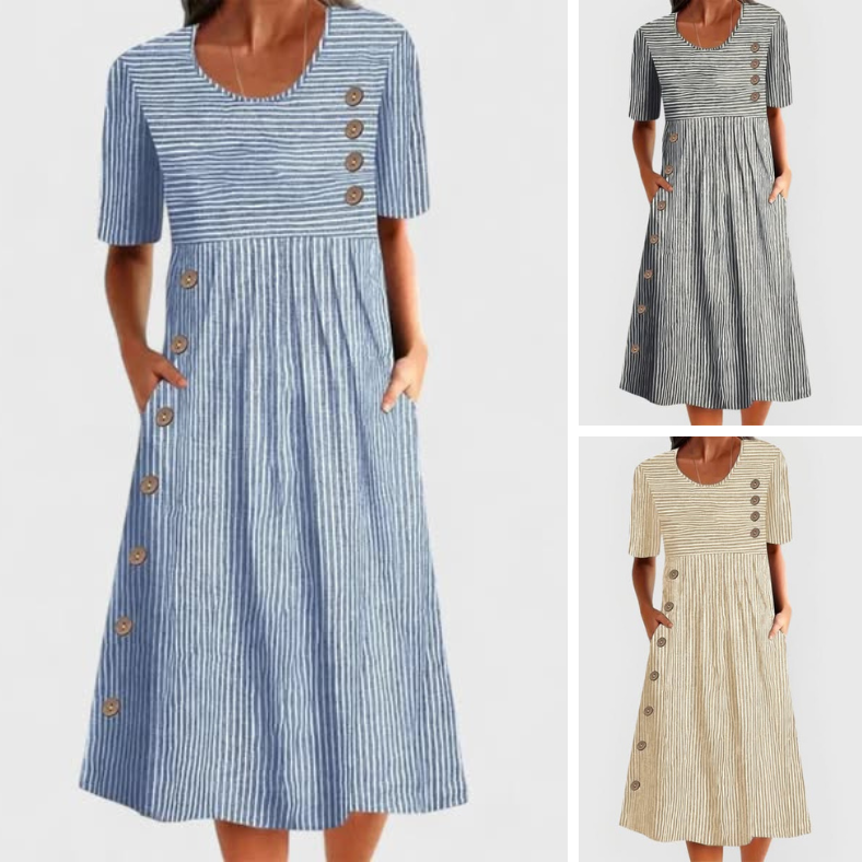 🎉🛍️Hot Promotion 50% OFF💃Timeless Striped Midi Dress