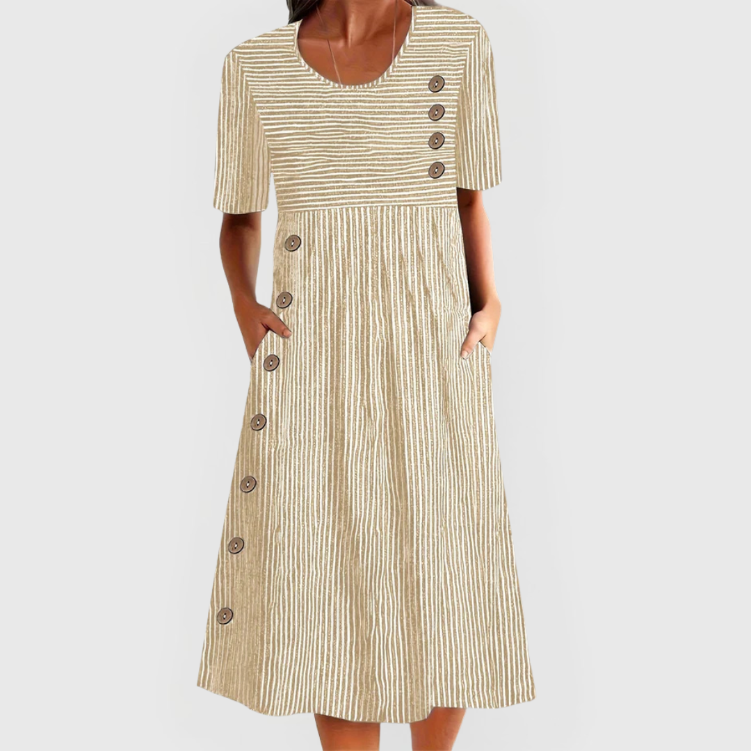 🎉🛍️Hot Promotion 50% OFF💃Timeless Striped Midi Dress