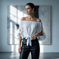 🎁New Arrivals 50% OFF💥Women Casual Off Shoulder Sweet Bow Tie Front Summer Blouse