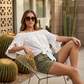 🎁New Arrivals 50% OFF💥Women Casual Off Shoulder Sweet Bow Tie Front Summer Blouse