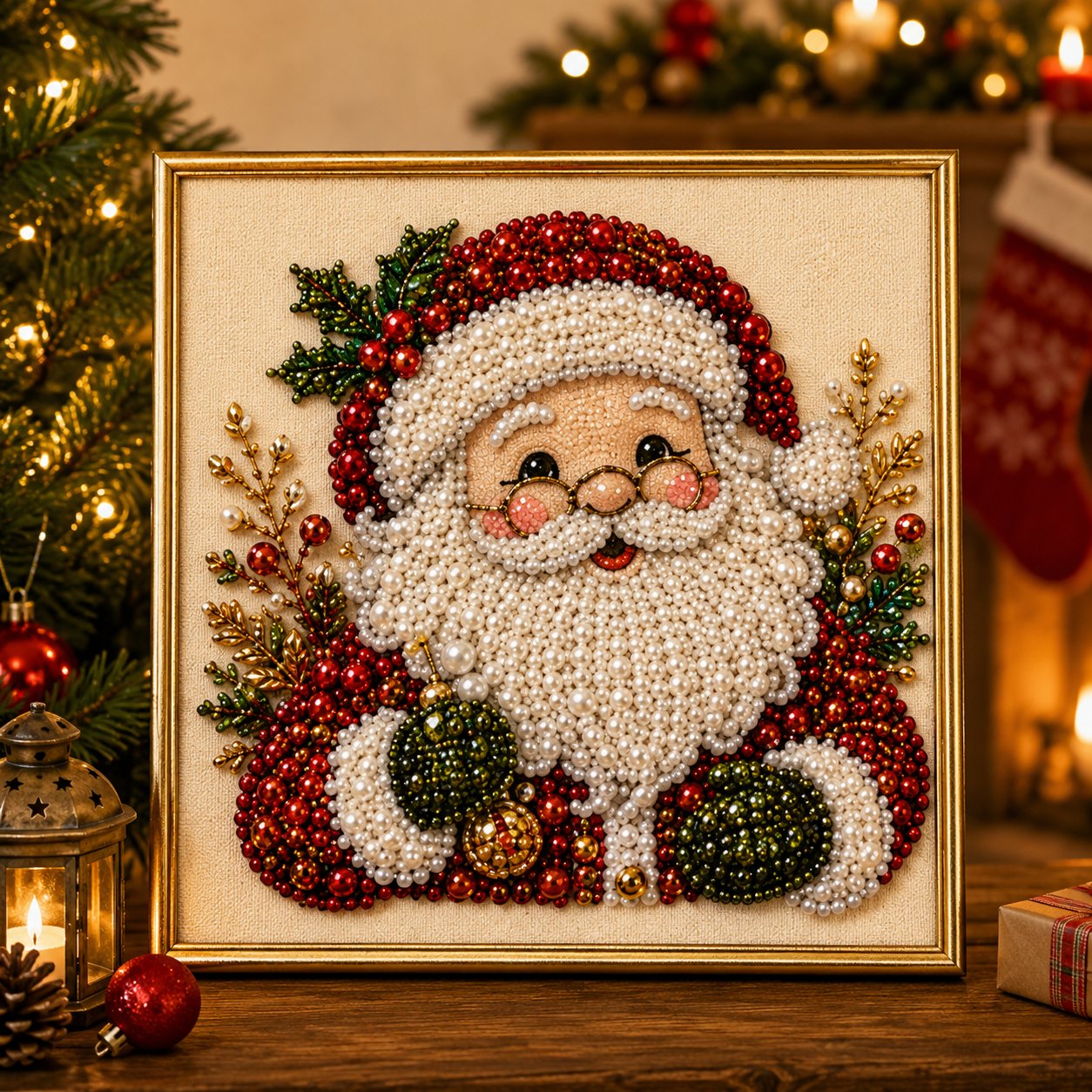 🧘Relajante e ideal para principiantes - 🎨💎Kit de arte DIY de pintura de diamantes y perlas con temática navideña