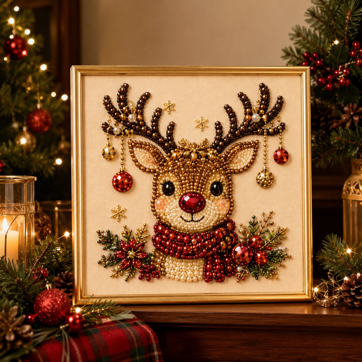 🧘Relajante e ideal para principiantes - 🎨💎Kit de arte DIY de pintura de diamantes y perlas con temática navideña
