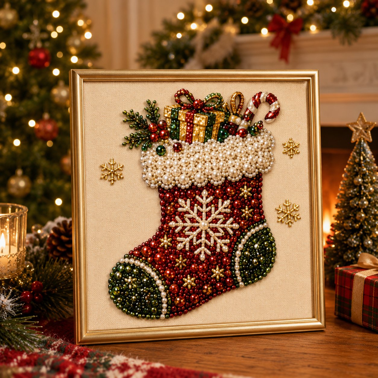 🧘Relajante e ideal para principiantes - 🎨💎Kit de arte DIY de pintura de diamantes y perlas con temática navideña