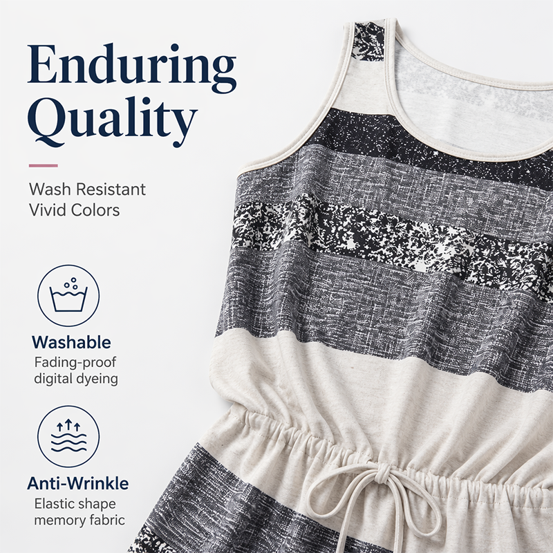 👚🔄 50% OFF! 🌀Striped Drawstring Dress – Classic stripes & easy pairing.