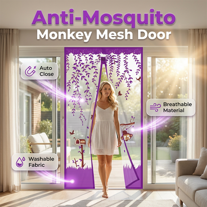 🔥🔥Puerta con mosquitera antimosquitos y estampado de mono