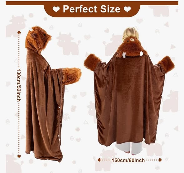 🎁【summerween】1pc Unisex Wearable Blanket Bat  Hooded Cape