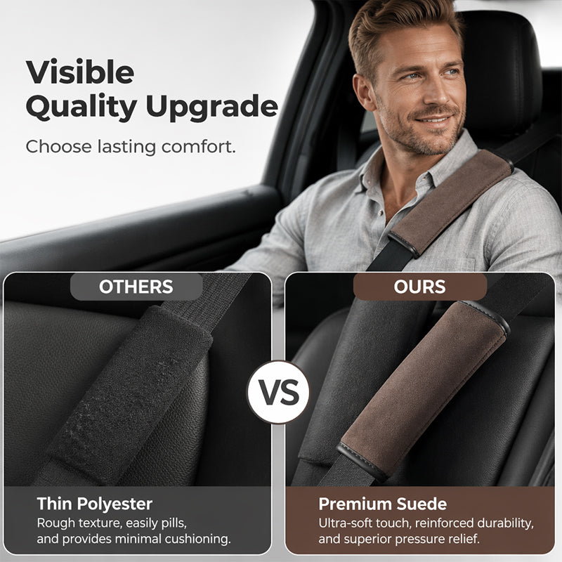 ⏳Limited-time 50% off⏰Universal Faux Suede Car Seat Belt Shoulder Cover Extended Cushion Padding🛡️🎽