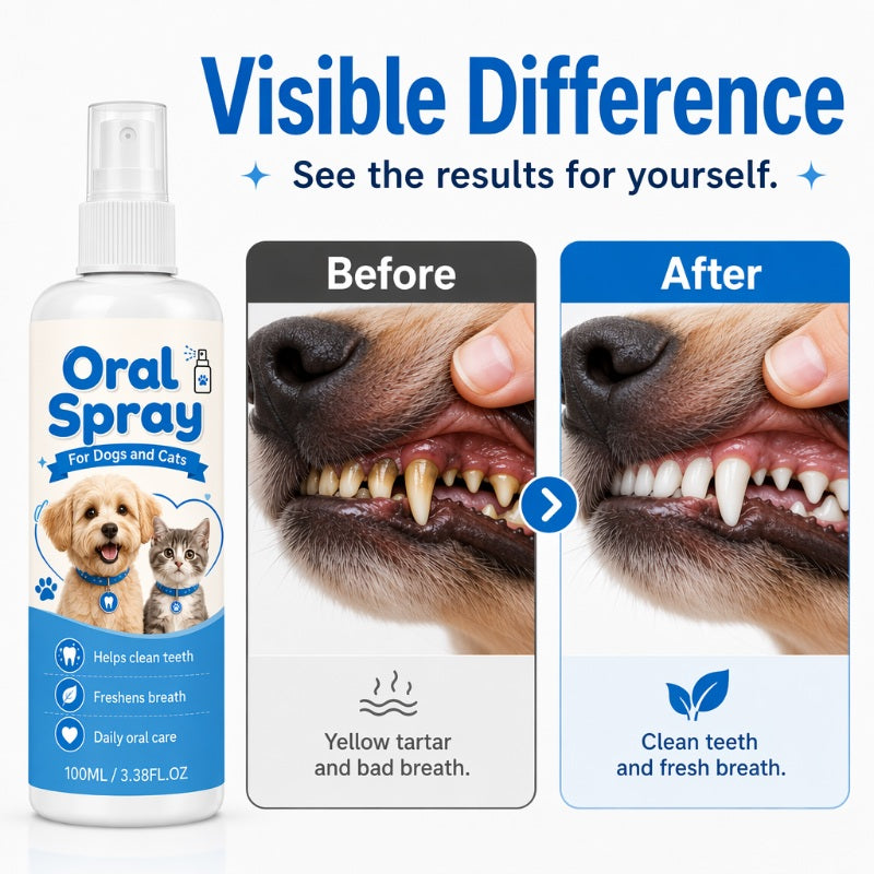 🥳¡OFERTA ESPECIAL 2026!🥳💞¡Más de 50.000 unidades vendidas!🐶🐱 ¡50% de descuento! Spray de limpieza bucal para mascotas: refresca el aliento y favorece la higiene bucal diaria. Bruma suave, fácil de usar: ¡no necesita cepillado! 🌸🧴