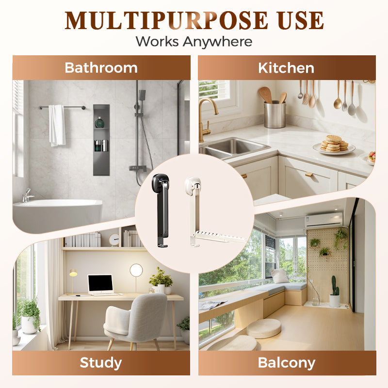 🔥¡Oferta imperdible con 50% de descuento!🔥 Tendedero plegable extensible con ventosas: no requiere taladro, ahorra espacio, ideal para baño y balcón 👚