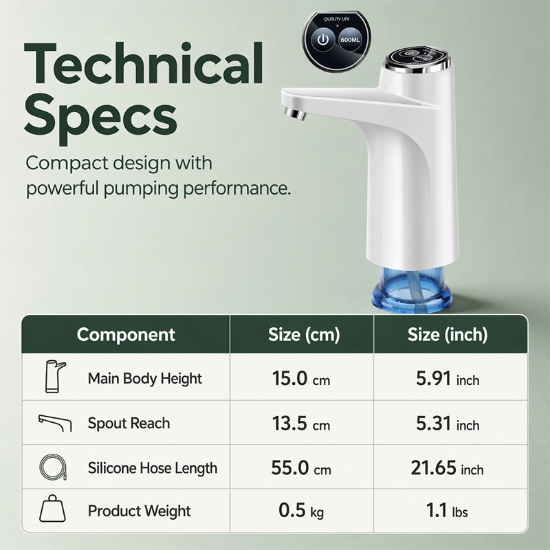 Rechargeable Electric Water Bottle Pump