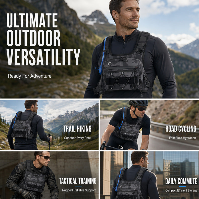 🔥Hot Sale 50% OFF🔥Front & Back Cycling Vest Pack for Men – Hydration Ready, 3L Storage, Breathable Mesh 🏃