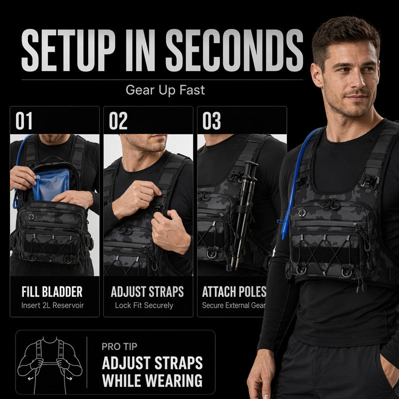 🔥Hot Sale 50% OFF🔥Front & Back Cycling Vest Pack for Men – Hydration Ready, 3L Storage, Breathable Mesh 🏃
