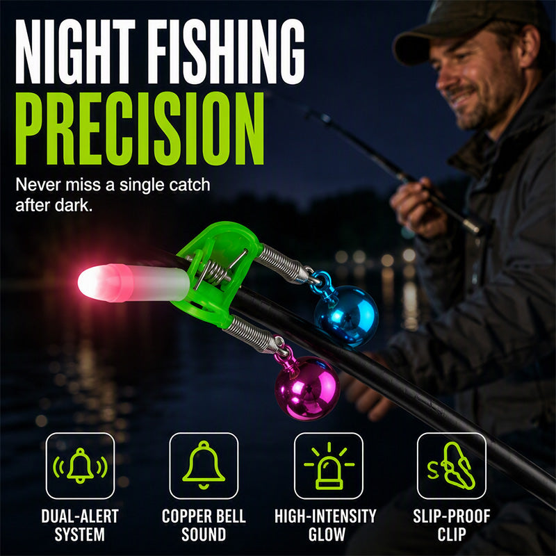 Alarma de picada para pesca nocturna con doble campana de alerta